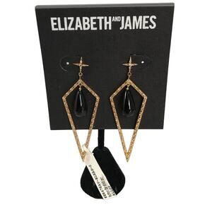 ELIZABETH and JAMES Northern Star Black Onyx Drop Crystal Chandalier EARRING NWT